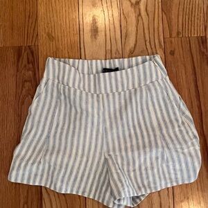 Gibsonlook High Waist Blue and White Striped Shorts